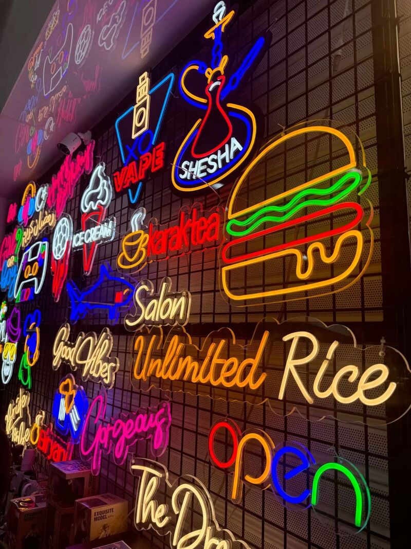 Custom neon sign wall display fabricated by DLST Cambridge